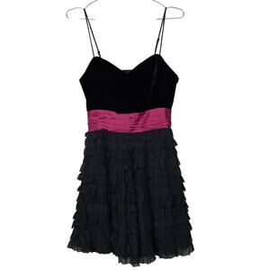 Vintage Betsey Johnson Velvet Silk Mini Dress Black Pink 6 Homecoming Whinsygoth